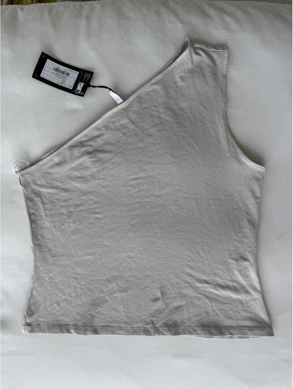 Weekday Cammy One Shoulder Tank Top NWT Light Gray Size Large